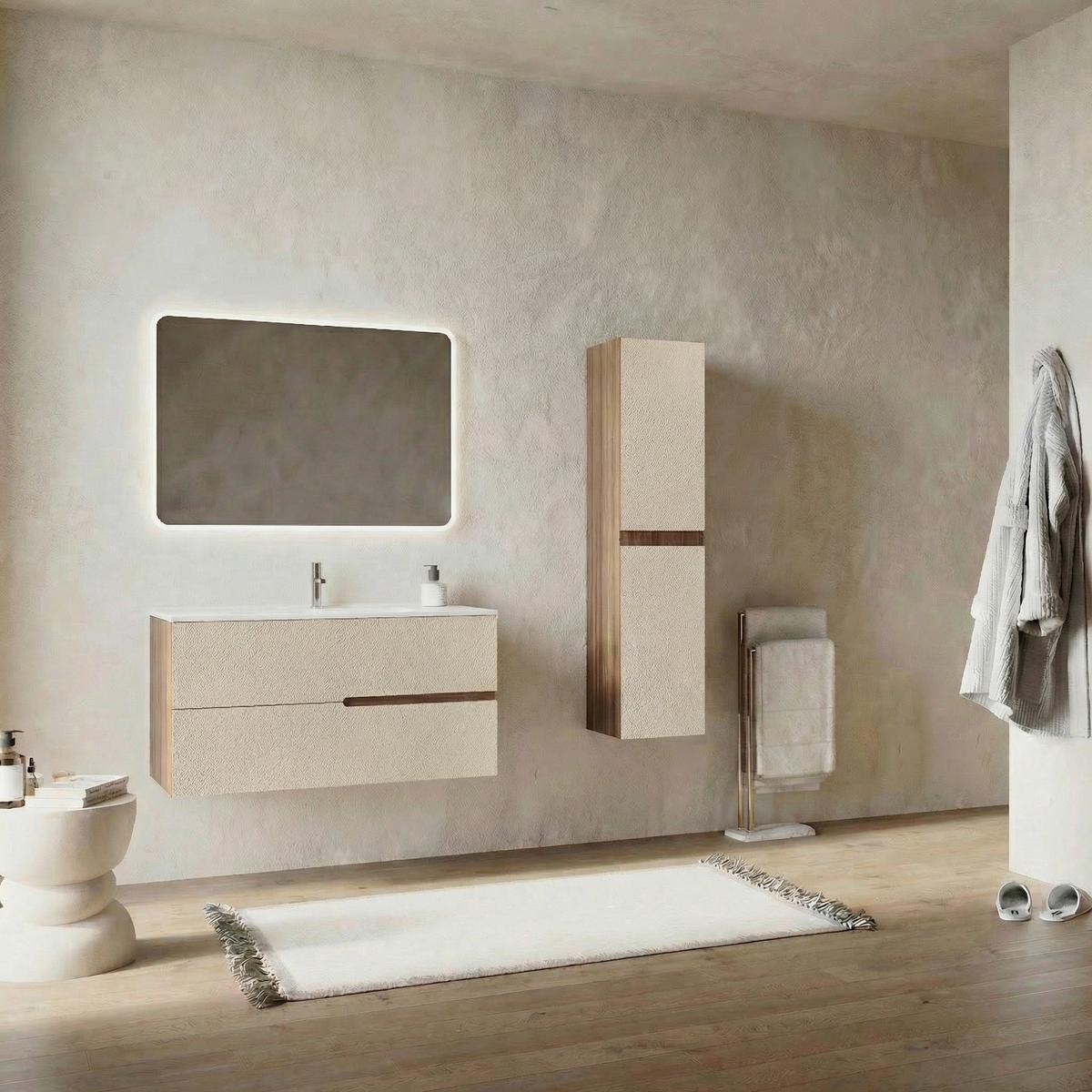 Bază pentru lavoar Eva - nucă/crem, Modern, material pe bază de lemn (100/51/46cm)