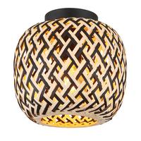 Deckenleuchte Colly Naturfarben/Schwarz max.15Watt - Schwarz/Naturfarben, Natur, Naturmaterialien/Metall (20/19,5cm) - Globo