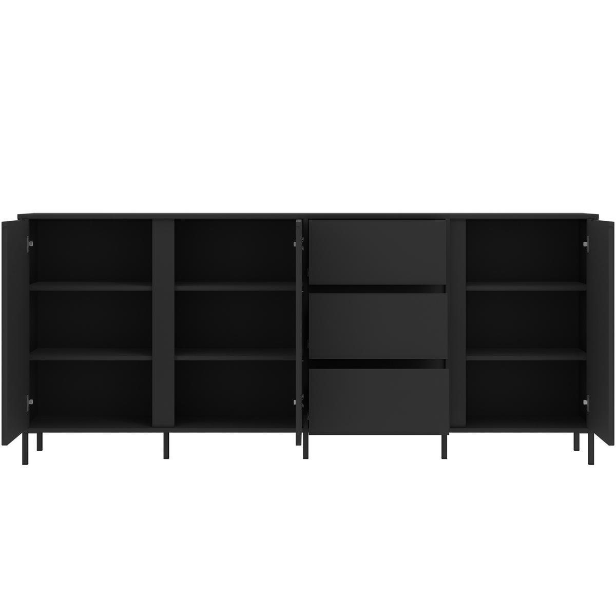 Komoda Avenale, Antracit - črna/antracit, Trend, kovina/leseni material (212/91,6/40cm)