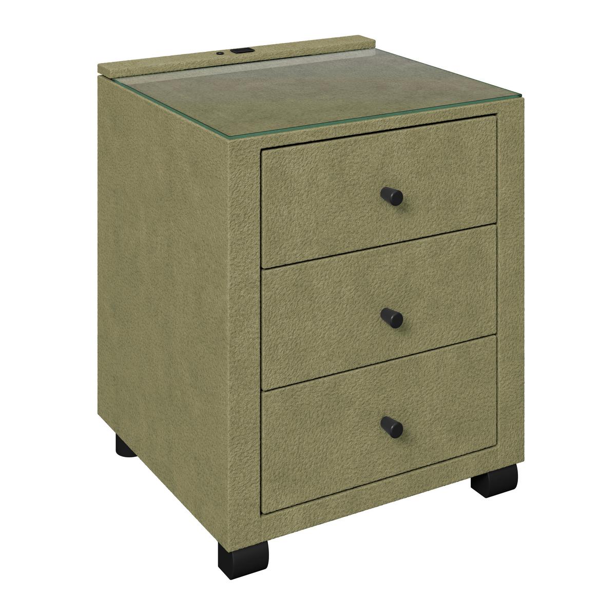 Noćni Ormarić Elysia - zelena, Trend, staklo/drvni materijal (48/68/45,5cm) - Premium Living