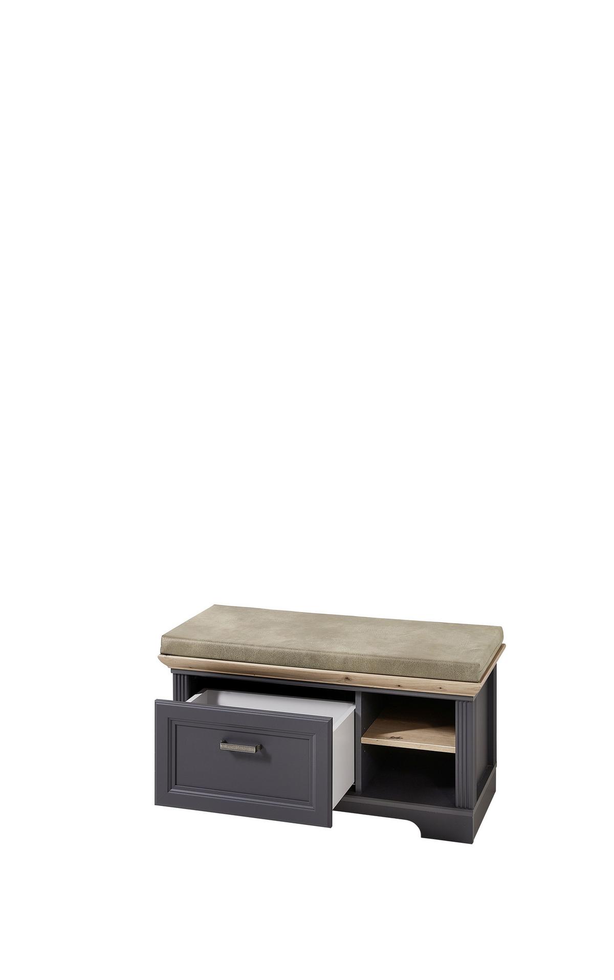Előszobapad Szürke Jasmin - bézs/grafitszürke, Romantik / Landhaus, faalapú anyag/fém (93/49/41cm) - Zandiara