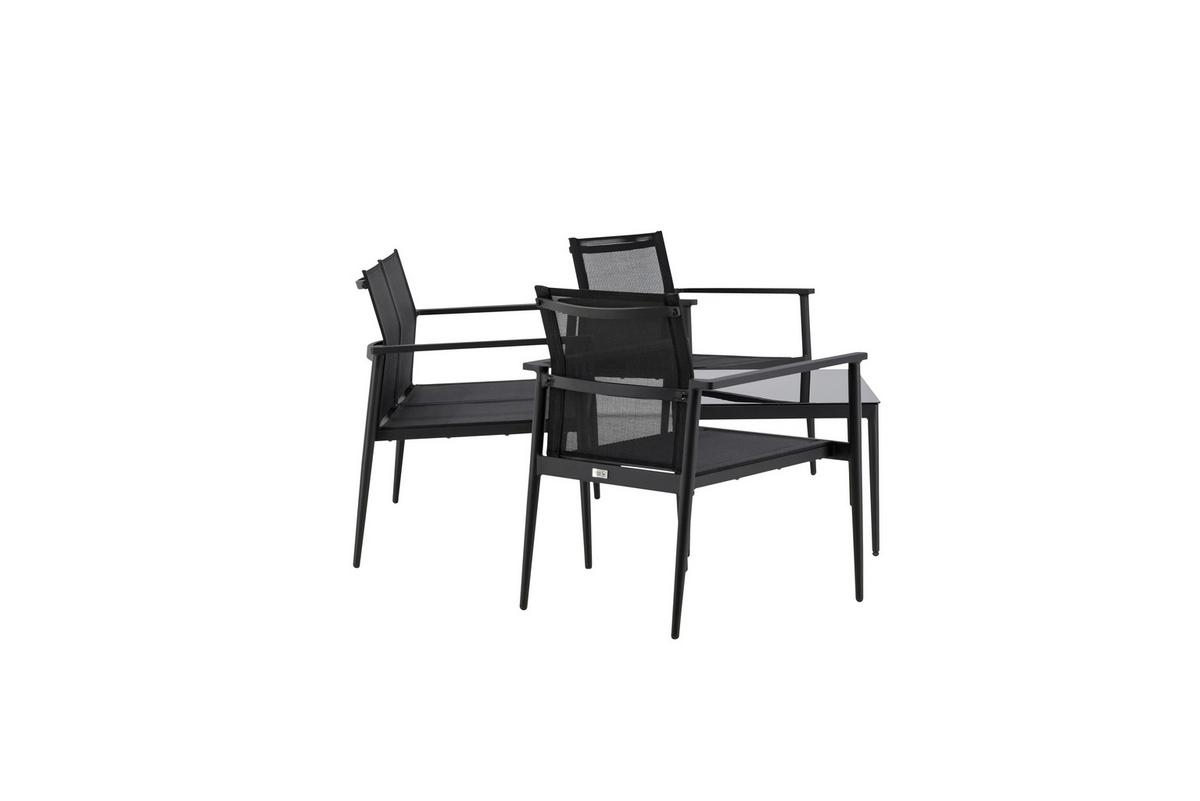 GARTENGARNITUR BREAK - Schwarz, KONVENTIONELL, Glas/Textil - Gardenson