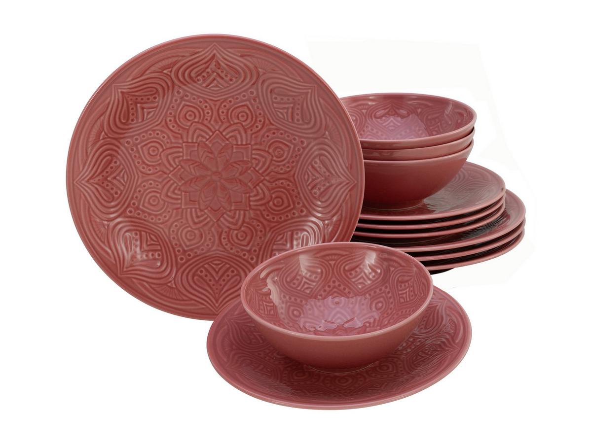 Jedilni Servis Orient Mandala, 12-Delni - temno roza, Trend, keramika - Creatable