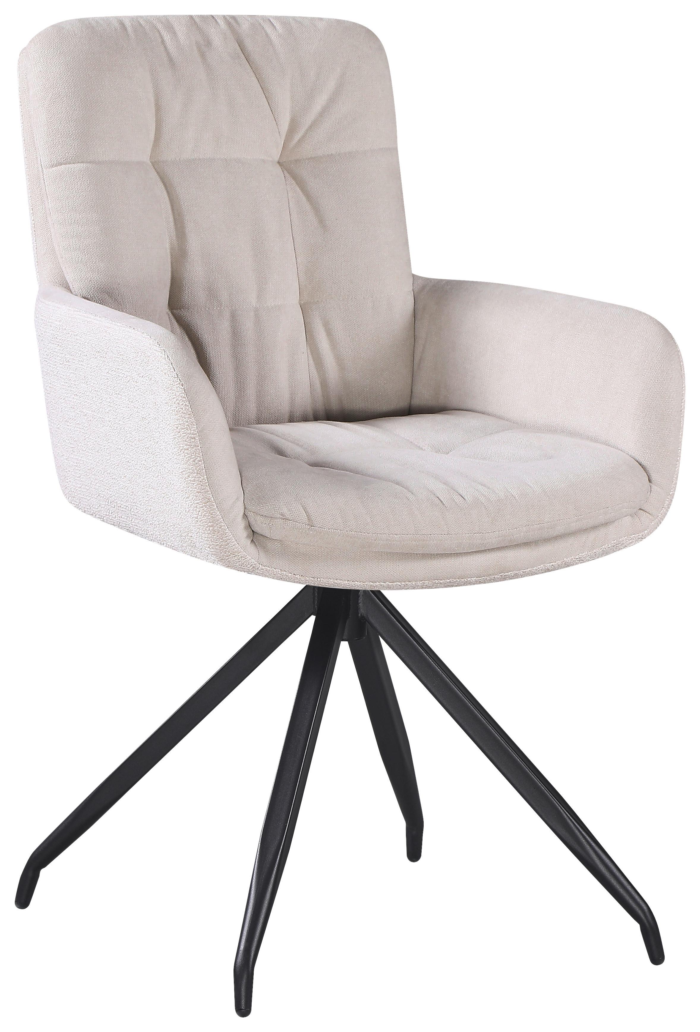 STOL MED ARMSTÖD NOVA - beige/svart, Modern, metall/textil (61/89/67cm) - Mömax