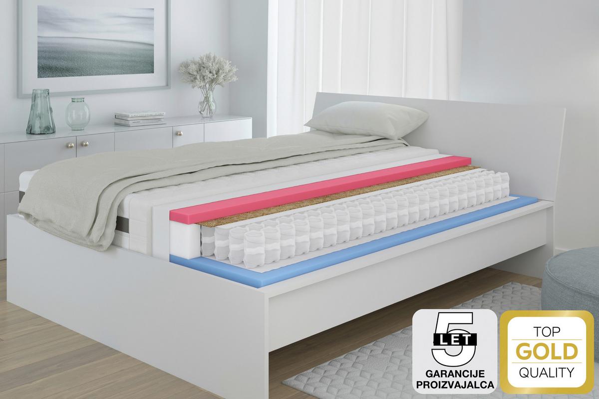 Saltea cu arcuri impachetate AIR FUSION - alb, textil (90/200cm) - Premium Living