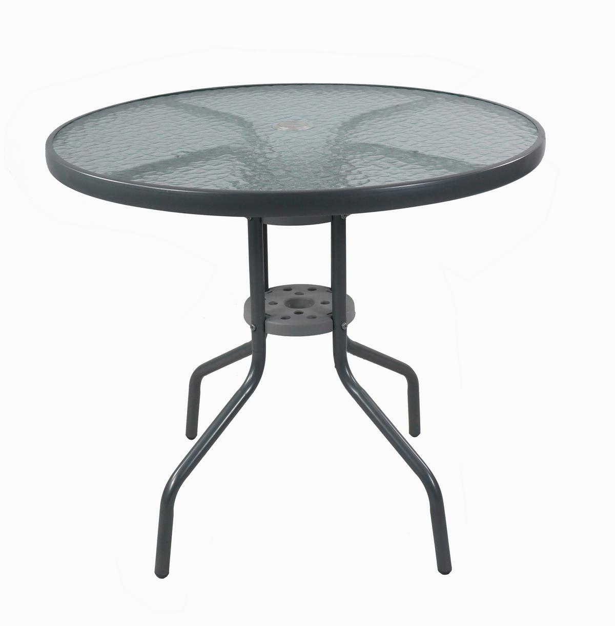 Gartentischgruppe Maxalo 6-tlg. Schwarz - Schwarz, MODERN, Glas/Kunststoff (75/70/75cm) - MID.YOU