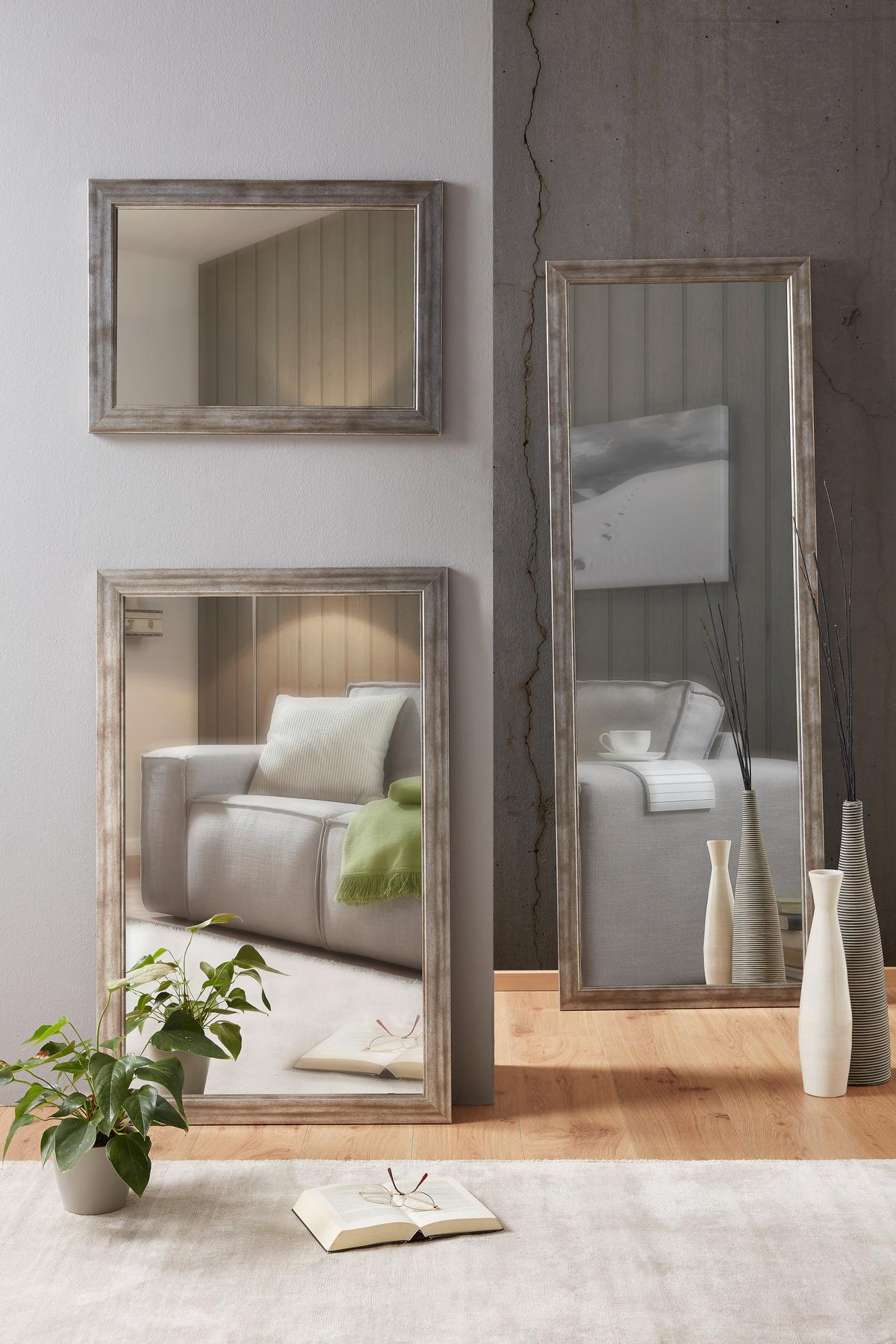 Oglindă de perete METALLIC -SB- - culoare nichel/argintiu, Romantik / Landhaus, material pe bază de lemn (50/70cm) - Modern Living