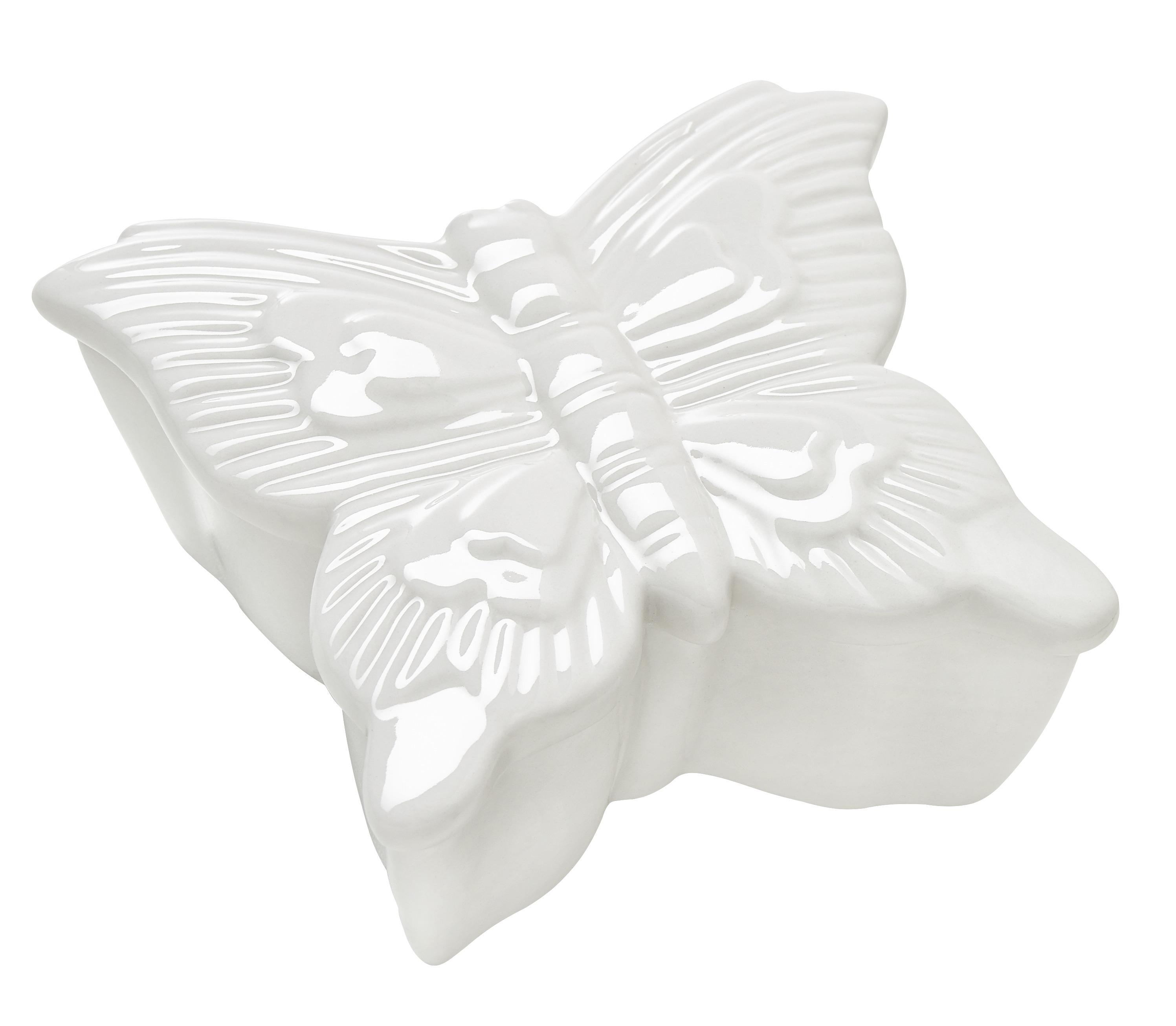 Dose Butterfly in Weiß - Weiß, Keramik (7,5/4,5/7,5cm) - Modern Living