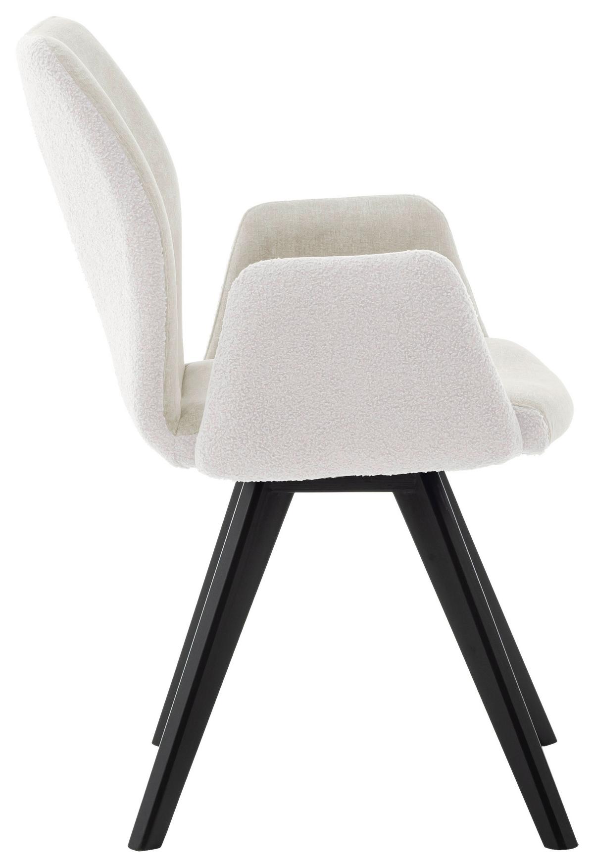 Naslanjač Royan Iii, Krem, Črna - črna/krem barve, Basics, tekstil/les (55/86/63cm) - Premium Living