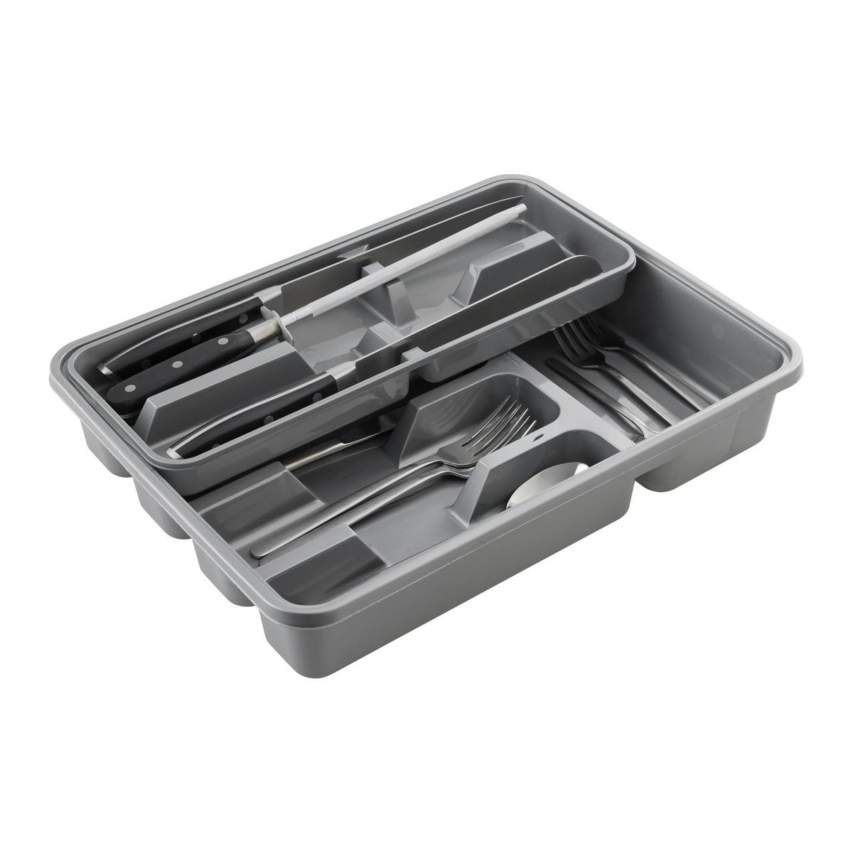 Besteckeinsatz Manuela Grau - Grau, Basics, Kunststoff (30/40/7cm) - Mömax