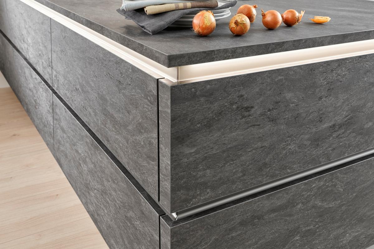 Einbauküche Artwood/Stone in Eichefarben / Dunkelgrau - Eichefarben/Dunkelgrau, MODERN, Holzwerkstoff - Nolte Küchen