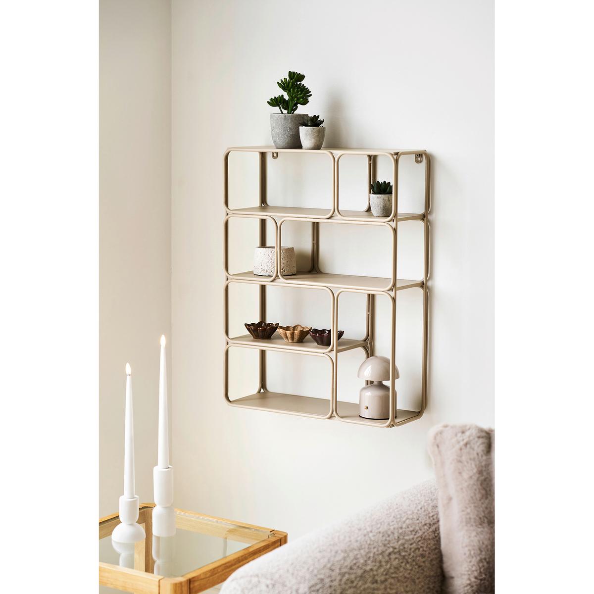 Wandregal Lanciano Beige - Beige, Design, Metall (48/64/18cm) - MID.YOU