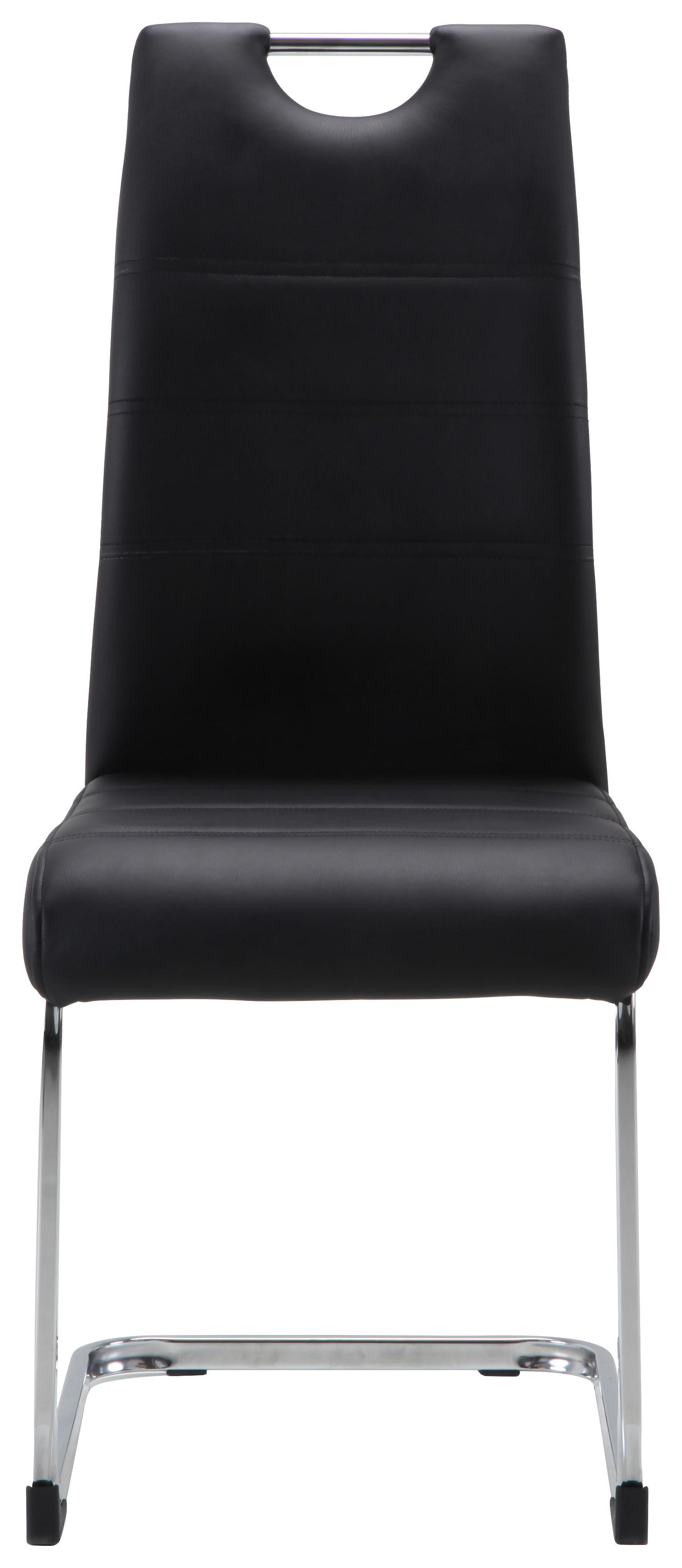 KRZESŁO NA PŁOZIE LEANDER - czarny/kolor chromowy, Design, metal/tkanina (42/99/56cm) - P & B