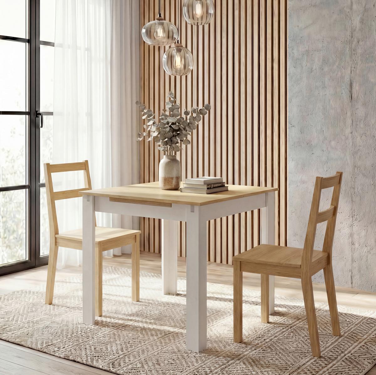 Esstisch Vcm Esstisch "pesoli"80/120x80 - Honigeiche/Weiss, Modern, Holzwerkstoff (80-120/80/75,5cm) - MID.YOU