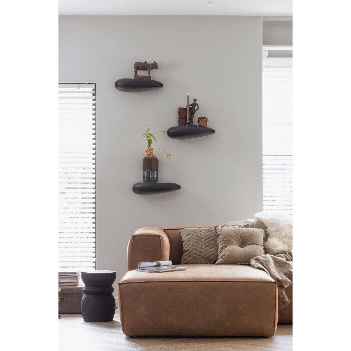 ECKSOFA Bean Cognac S: 175x305cm - Cognac/Schwarz, Design, Leder/Kunststoff (175/305cm) - Livetastic