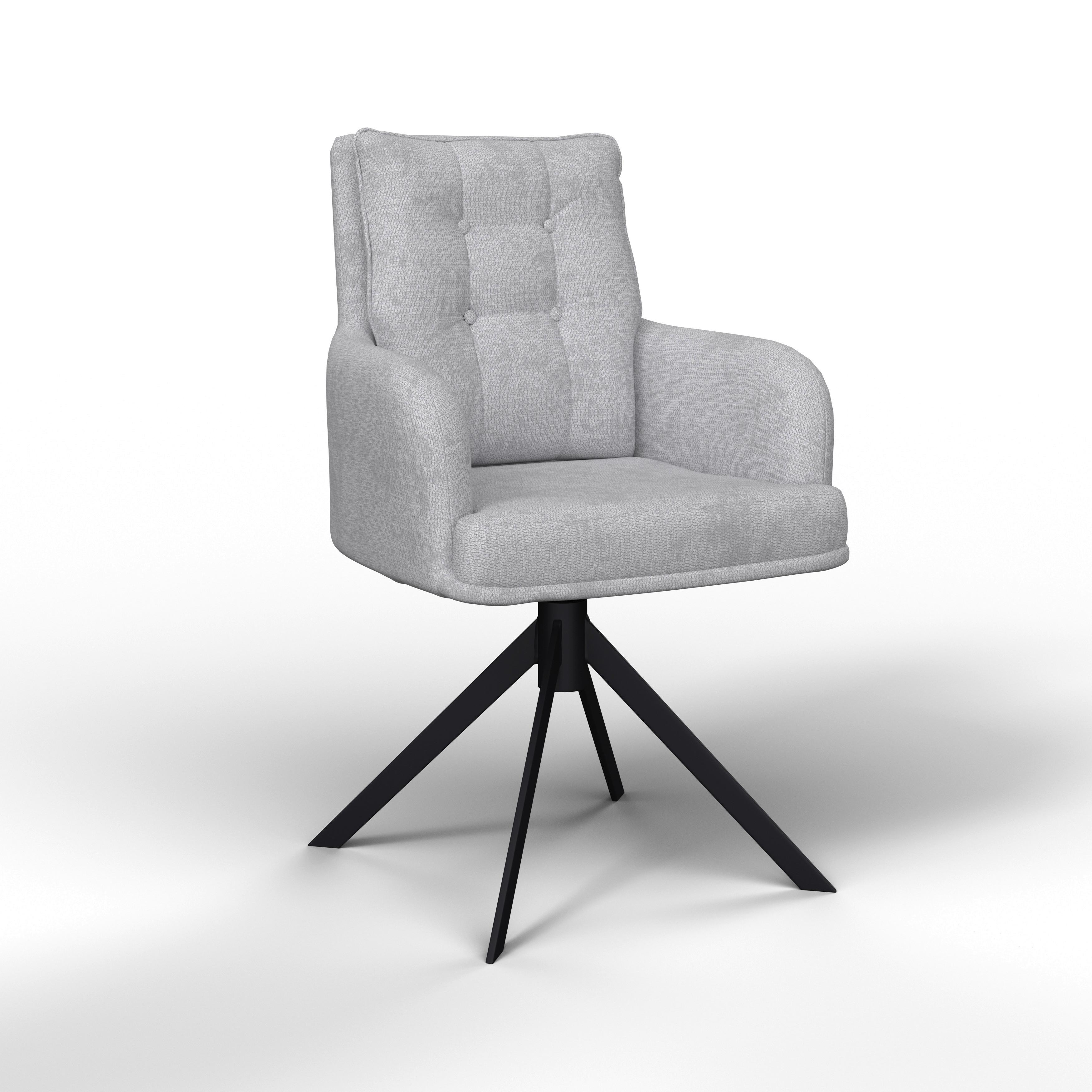 STOL MED ARMSTÖD MARIETTA - ljusgrå/svart, Modern, metall/trä (66/90/60cm) - Bessagi Home