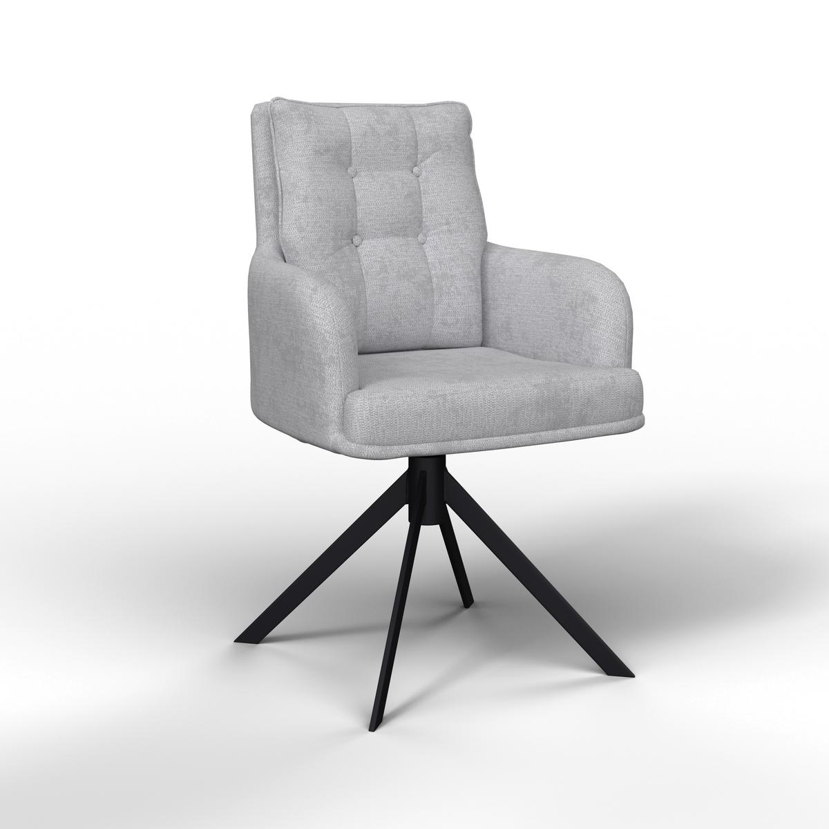 Armlehnstuhl Marietta Hellgrau Webstoff Gepolstert - Hellgrau/Schwarz, MODERN, Holz/Textil (66/90/60cm) - Bessagi Home