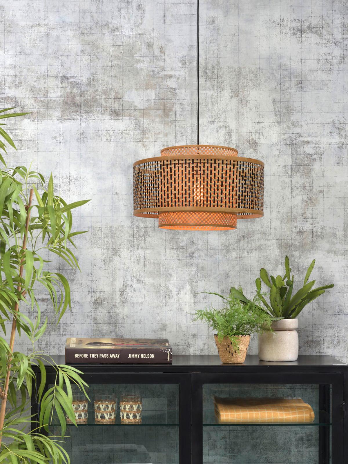 Viseča Svetilka Bhutan, Črna, Bambus - črna/rjava, Design, naravni materiali (53/236,5/53cm) - Good & Mojo