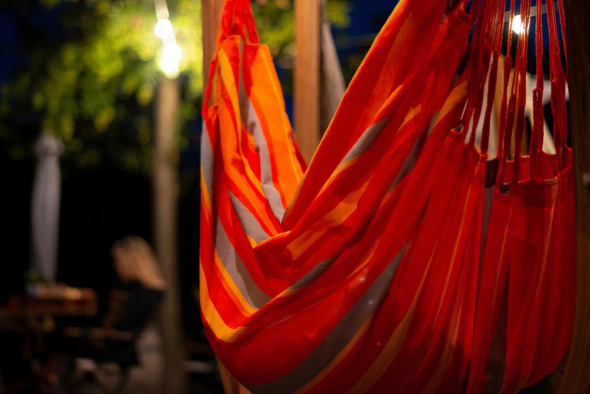 Hängematte Hammock Echtholz Gelb/Grau/Naturfarben - Eukalyptusholzfarben/Gelb, KONVENTIONELL, Holz/Textil (100/152/92cm) - La Siesta