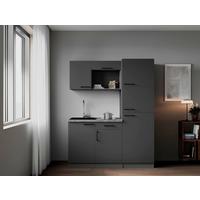 Küchenblock Oliver m. Geräten Grau - Grau, Trend, Holzwerkstoff/Metall (160cm) - Respekta