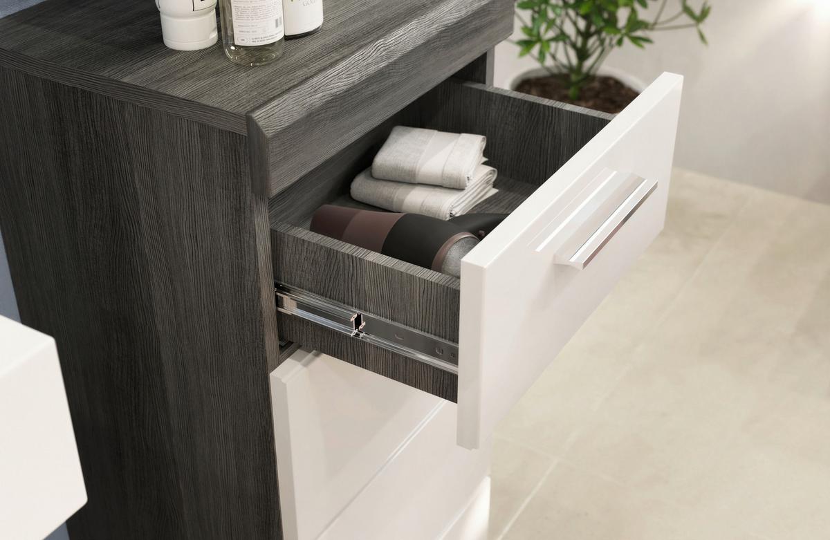 Badezimmer Scout 4-tlg. ca. 97 cm Anthrazit/Weiß - Weiß Hochglanz, MODERN, Holzwerkstoff/Kunststoff (97cm) - MID.YOU