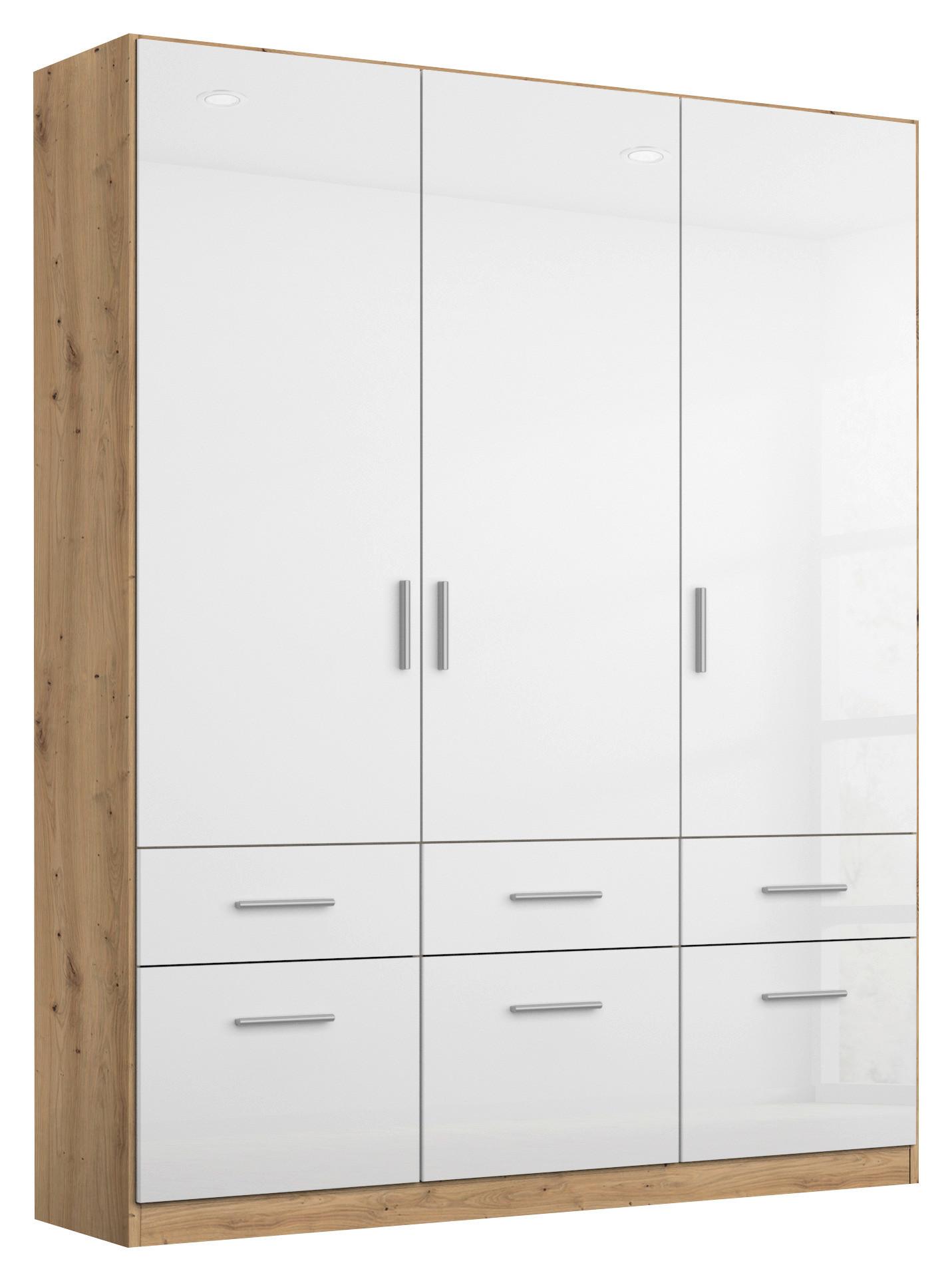 Ruhásszekrény Fehér-tölgy Szín Celle - alumíniumszínű/Artisan tölgy, Modern, műanyag/faalapú anyag (136/197/54cm)