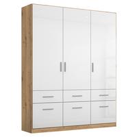 Ruhásszekrény Fehér-tölgy Szín Celle - alumíniumszínű/Artisan tölgy, Modern, műanyag/faalapú anyag (136/197/54cm)