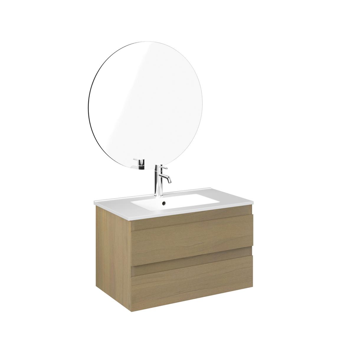 Badezimmer Leona Eichefarben 3- teilig - Eiche dunkel, MODERN, Glas/Keramik - Bessagi Home