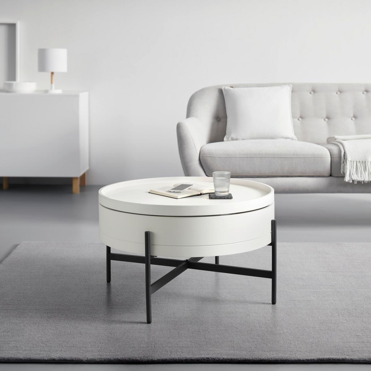 Couchtisch Malabo Weiß ca. 80x45x80cm - Schwarz/Weiß, MODERN, Holzwerkstoff/Metall (80/45/80cm) - Premium Living