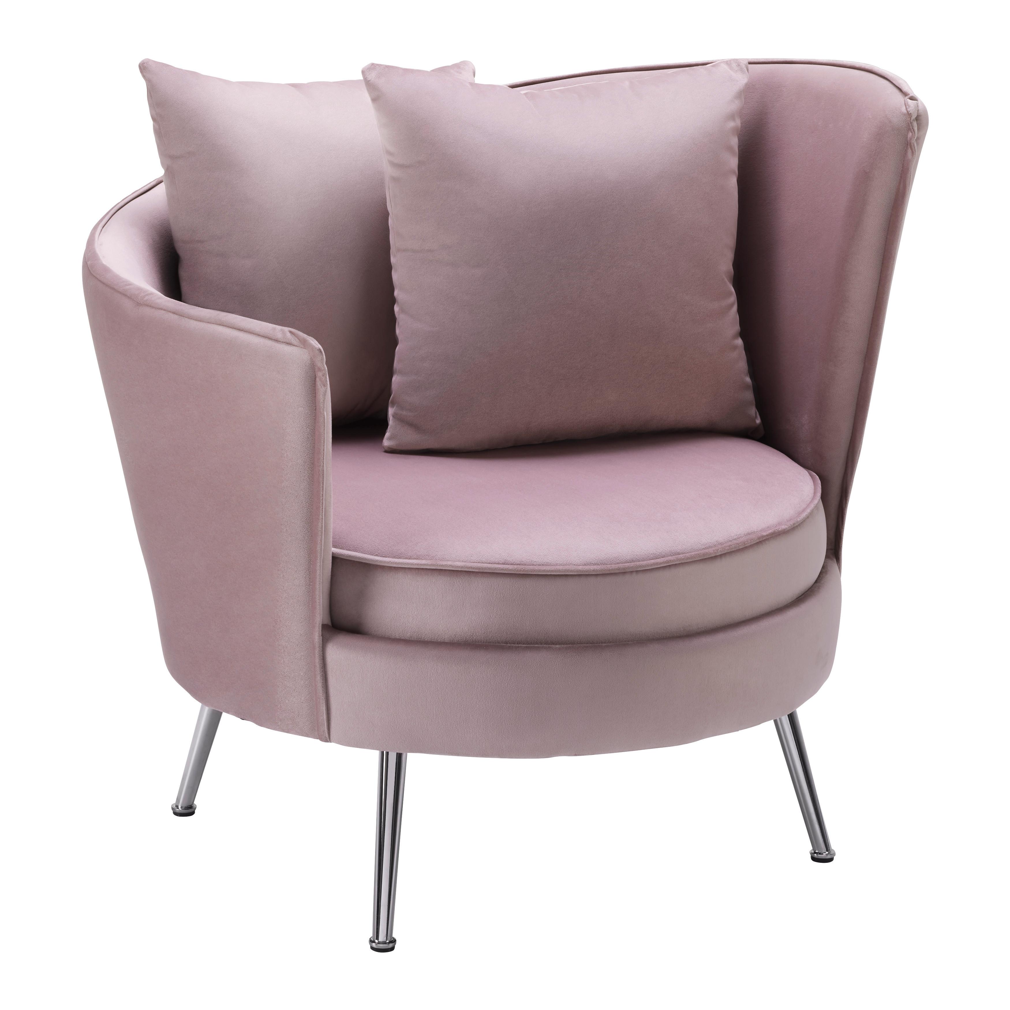 Sessel Cherie Rosa Samt - Chromfarben/Rosa, MODERN, Textil/Metall (87/84/85cm) - Bessagi Home