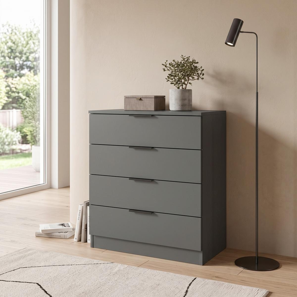 Komód Kopenhagen - fekete/antracit, Design, műanyag/faalapú anyag (74/80/35cm) - Livetastic