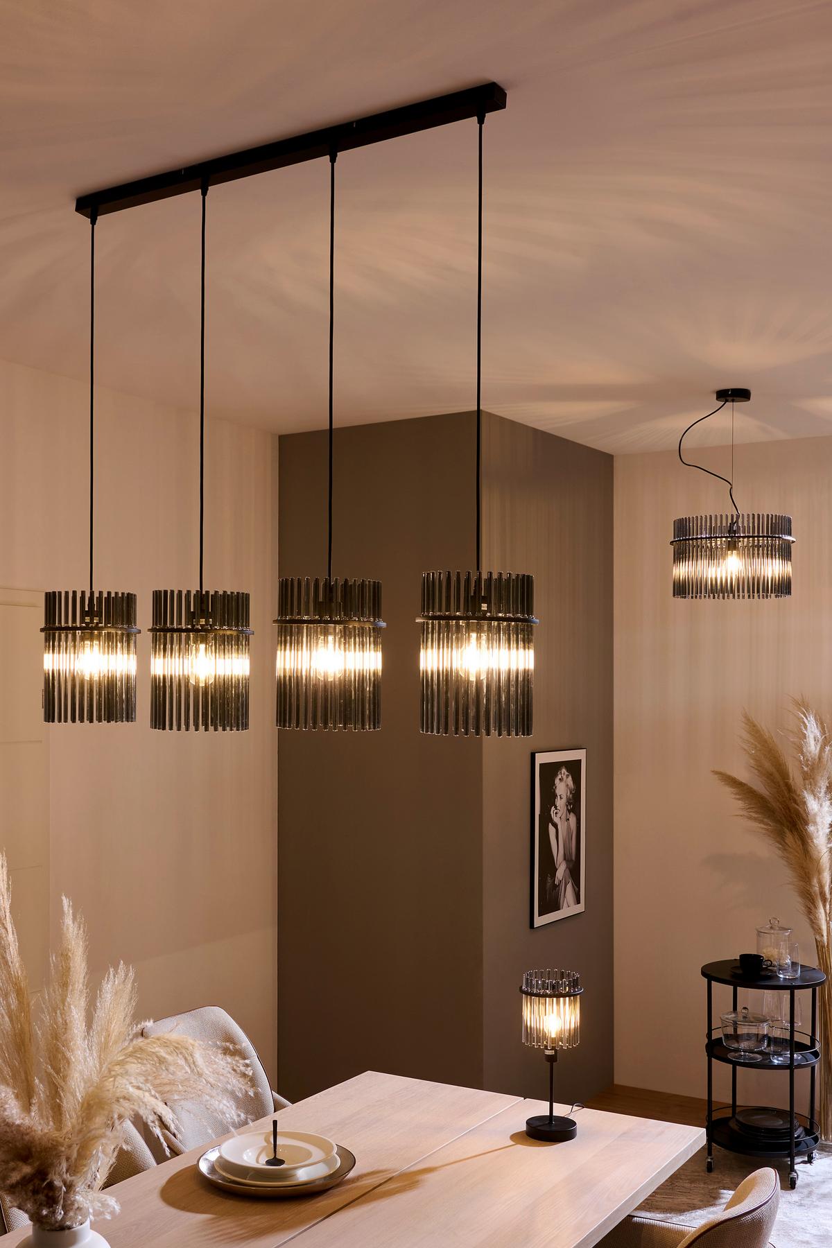 LAMPA WISZĄCA 15698-4H - czarny/szary, Trend, tworzywo sztuczne/metal (110/20/140cm)