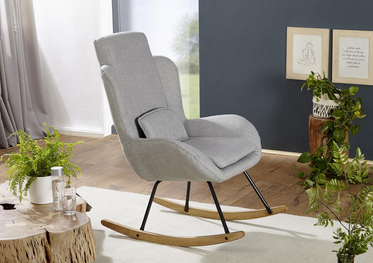 SCHAUKELSESSEL ROCKY - Eichefarben/Grau, Design, Holz/Textil (75/110/88,5cm) - MID.YOU