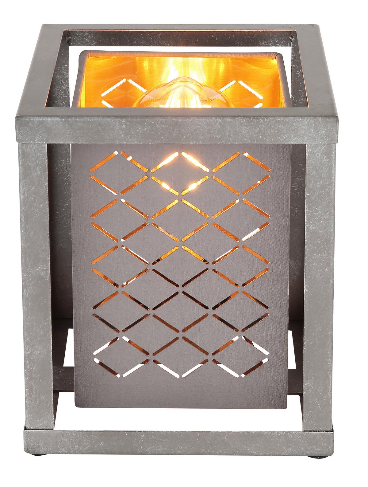 Tischleuchte Thomas in Grau max. 25 Watt - Silberfarben/Goldfarben, Design, Textil/Metall (17/17/22cm) - Globo