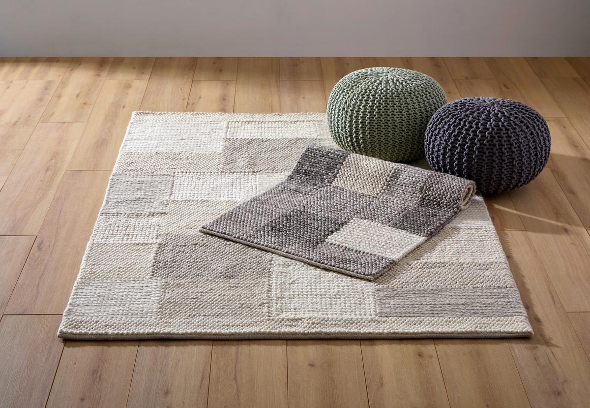 PUF BERGEN - szary, Trend, tkanina (55/55/35cm) - Linea Natura