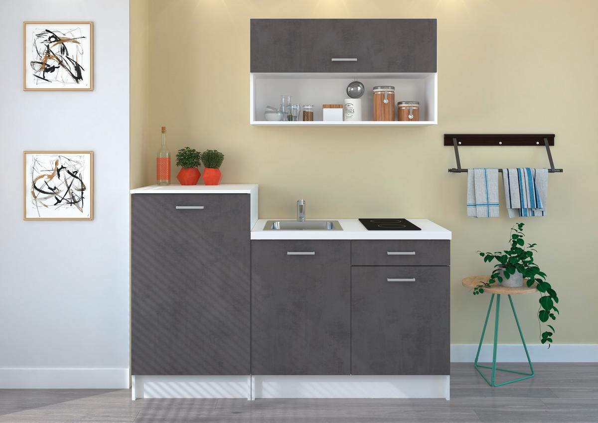 Kuhinjski Blok Brez Aparatov Smart, Siva, Bela, 160cm - siva/bela, Design, umetna masa/leseni material (160cm) - P & B