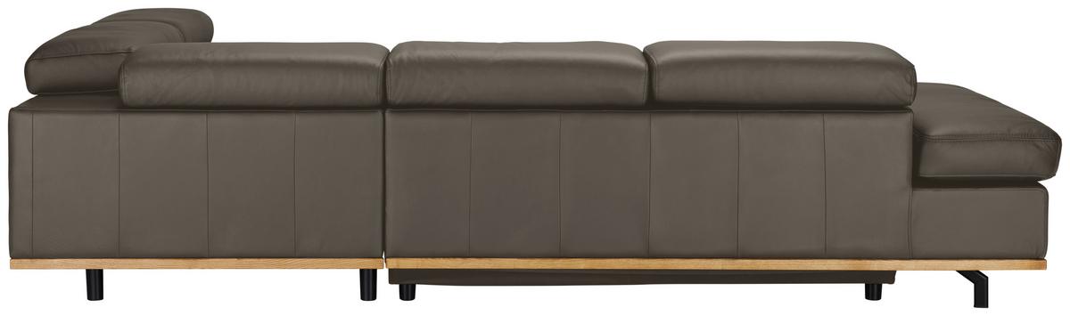 Wohnlandschaft Carmen rechts Dunkelgrau - Dunkelgrau/Schwarz, MODERN, Leder/Holz (292/72/226cm) - Premium Living