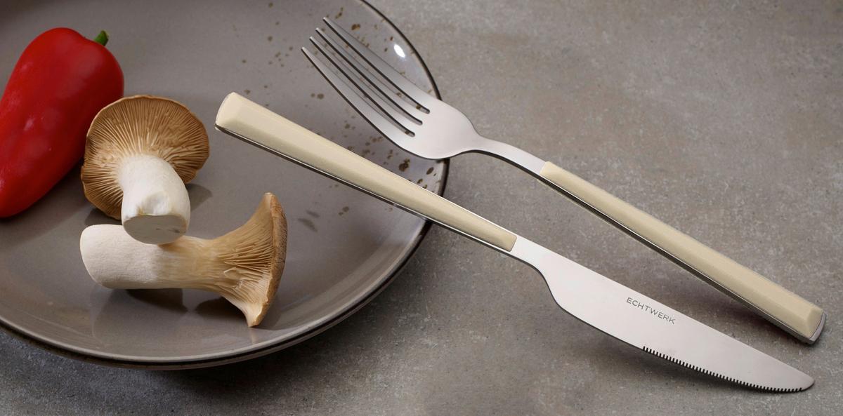 Besteckset Basic Creme/Silber 16-teilig - Silberfarben/Creme, Basics, Metall - Echtwerk