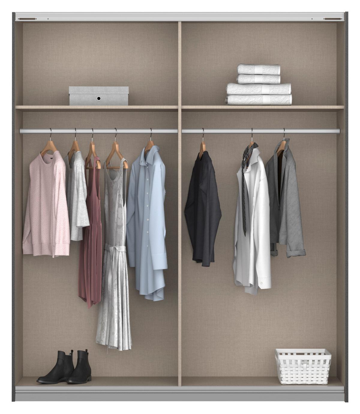 Ormar S Kliznim Vratima Subito - hrast Artisan/boje aluminija, Moderno, drvni materijal/metal (181/197/61cm) - Modern Living