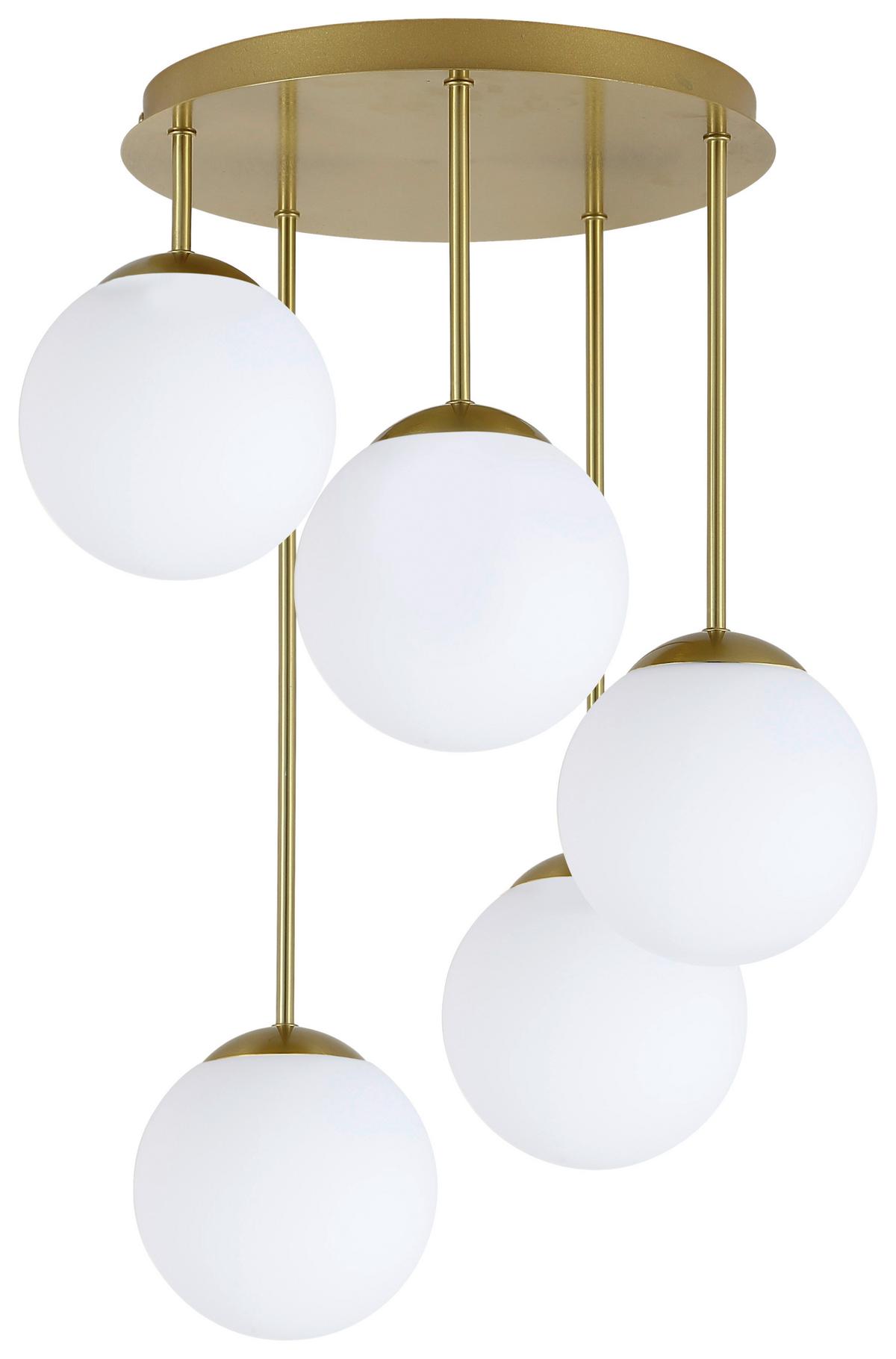 LAMPA WISZĄCA MADLEEN - biały/kolor złoty, Trend, metal/szkło (42/59,5cm) - Novel