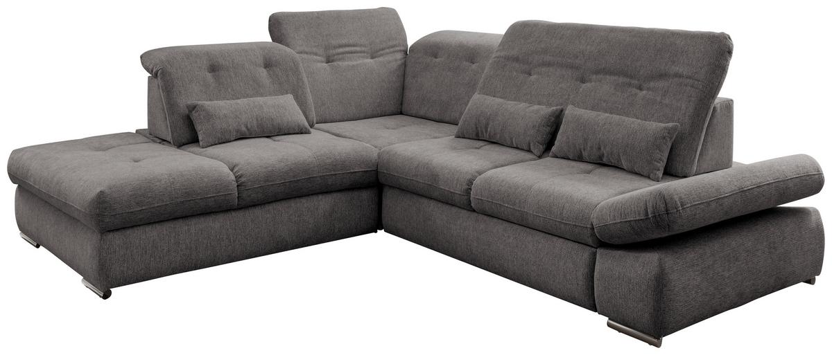 Wohnlandschaft Dalida Braun/Grau Chenille - Chromfarben/Braun, Design, Textil/Metall (254/280cm) - Livetastic