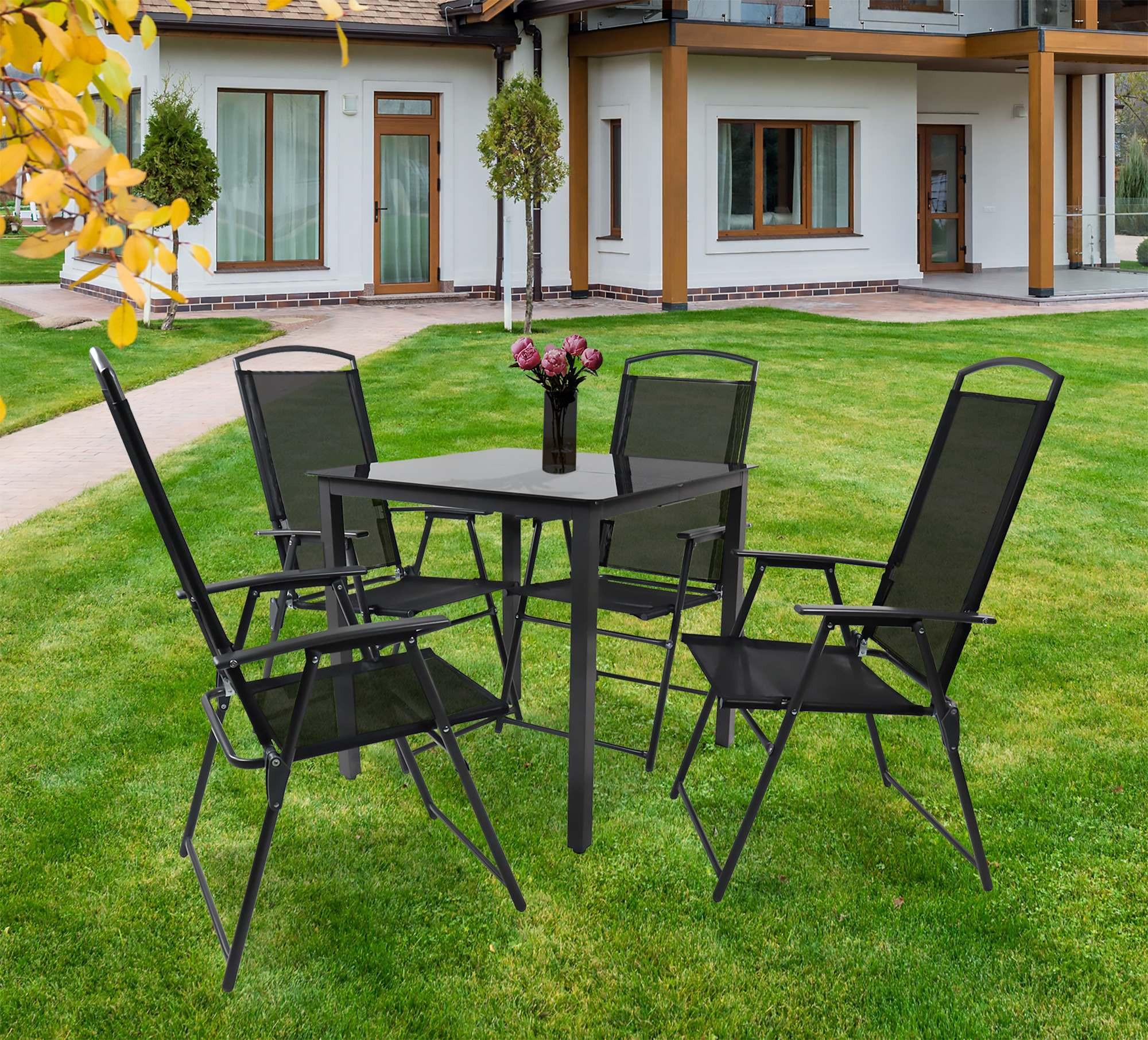 Vrtna Garnitura Gardenson, Črna, 5-Delno - črna/antracit, Basics, kovina/steklo - Gardenson