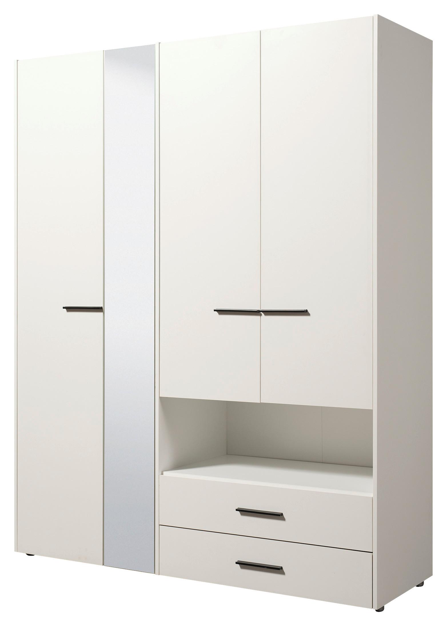 Kleiderschrank in Weiß - Schwarz/Weiß, KONVENTIONELL, Holzwerkstoff/Kunststoff (161/205,5/54cm) - Mömax