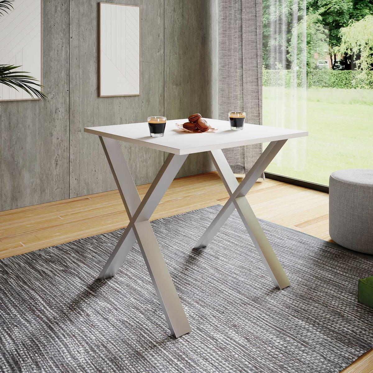 Jedilna Miza Xona, Srebrna, Bela - srebrne barve/črna, Basics, kovina/leseni material (80/50/76cm) - MID.YOU
