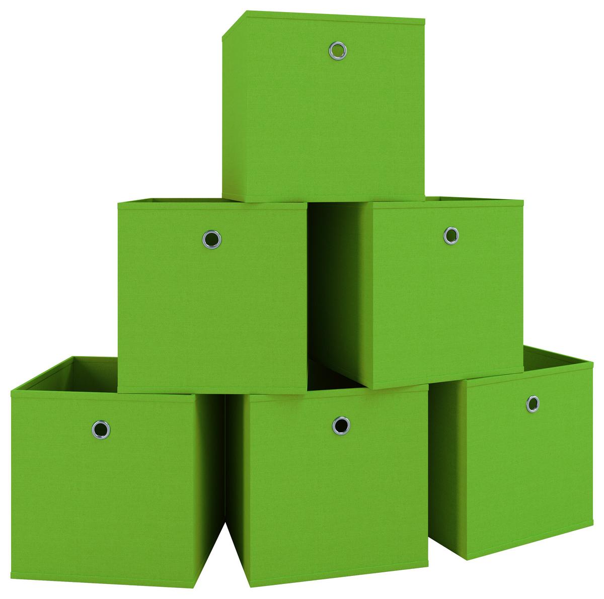Set Zložljivih Zabojev Boxas, Zelena, 6 Kos - zelena, Basics, umetna masa (27/28/27cm) - MID.YOU