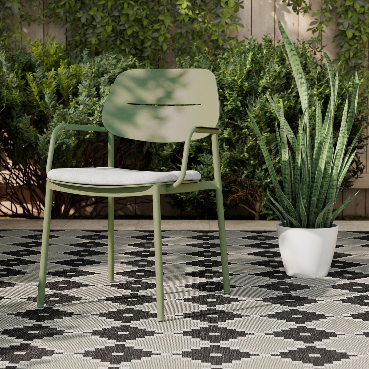 Gartenstuhl Verde Hellgrün/Salbeigrün Aluminium - Salbeigrün/Hellgrau, MODERN, Textil/Metall (57/85/57cm) - Mömax