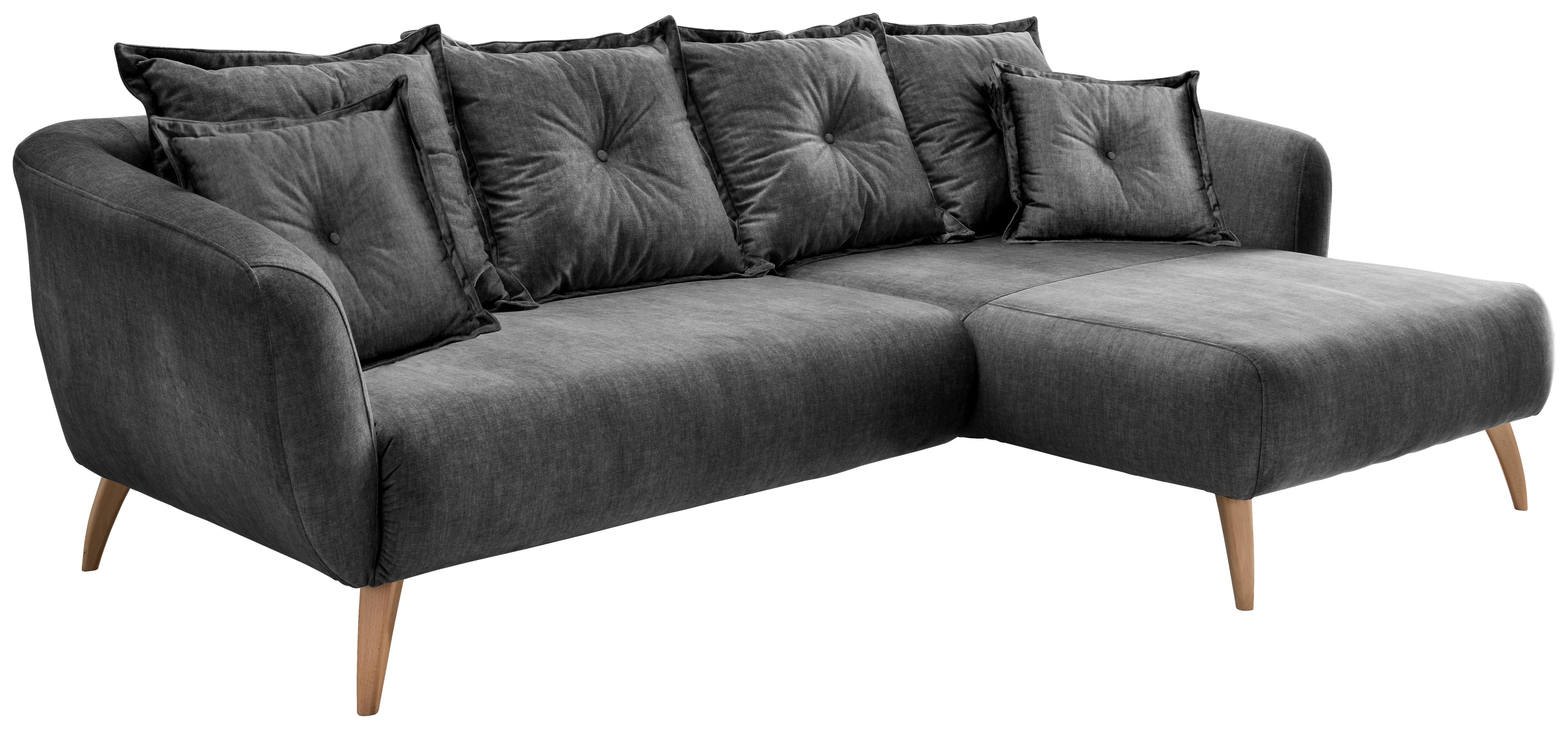 Wohnlandschaft Baggio Grau Velours - Buchefarben/Grau, MODERN, Holz/Textil (277/162cm) - Livetastic