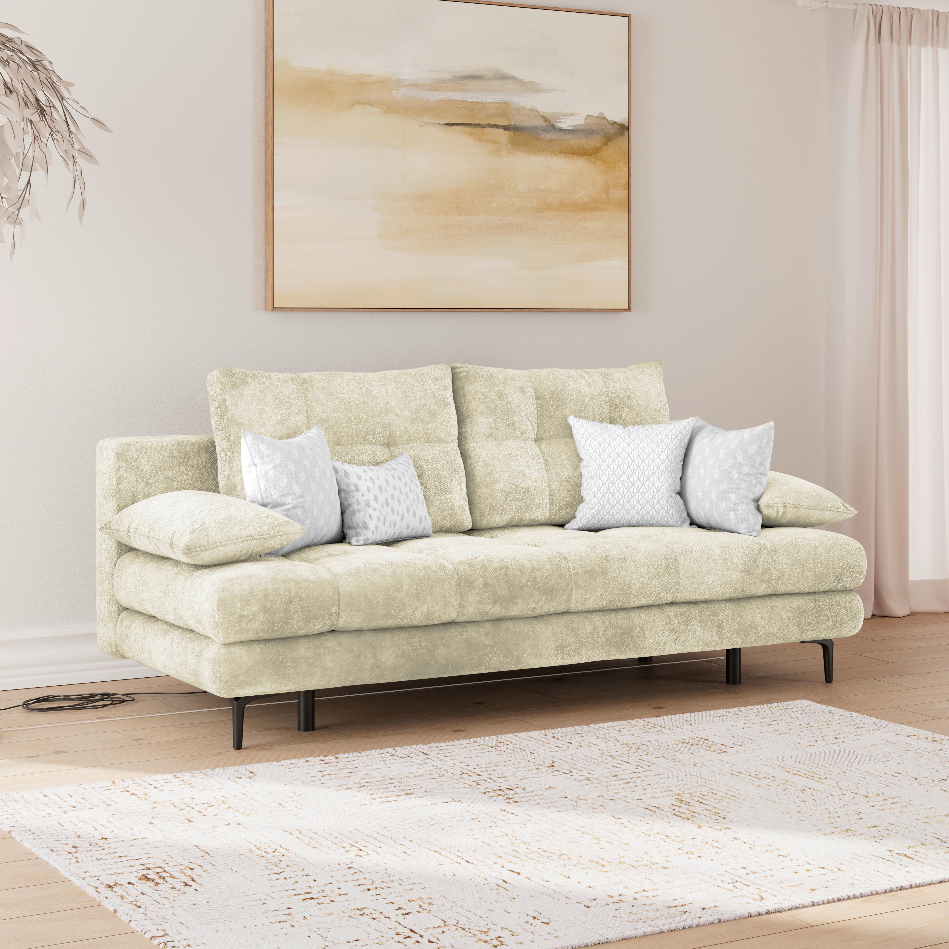 Canapea extensibila PERLA - crem, Konventionell, textil (203/94/96cm)