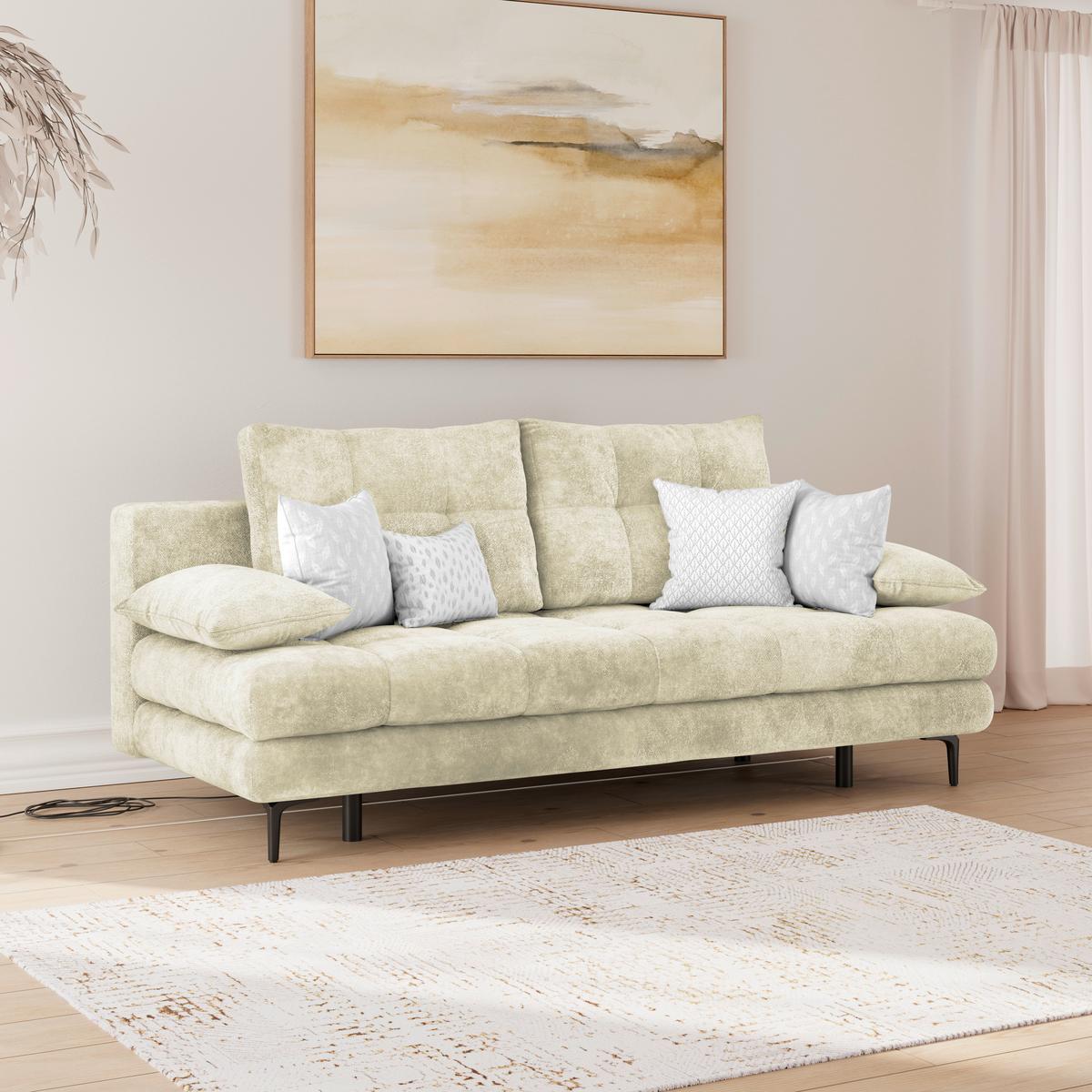 Canapea extensibila PERLA - crem, Konventionell, textil (203/94/96cm)