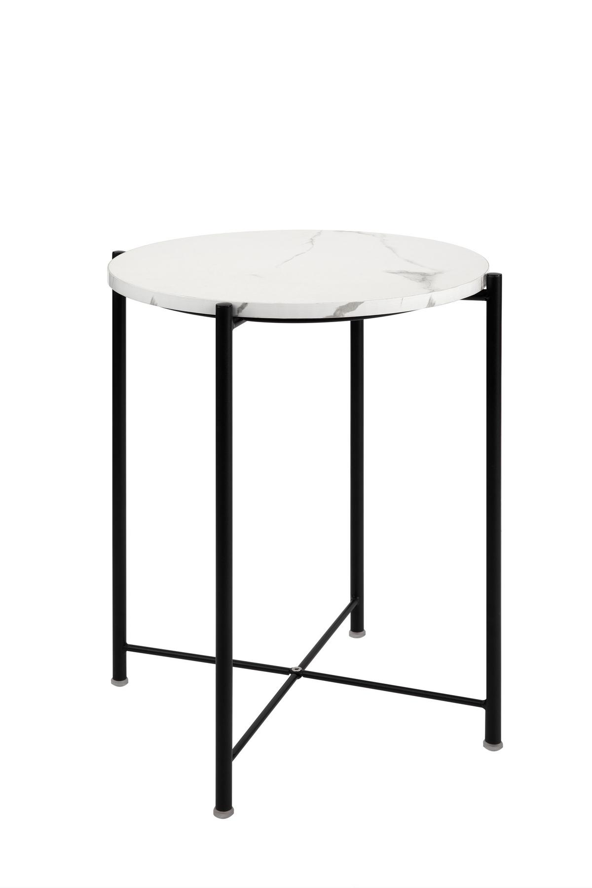 STOLIK BOCZNY ROMAN - LOMOCO - - czarny/biały, Trend, materiał drewnopochodny/metal (45/45/50cm) - Lomoco